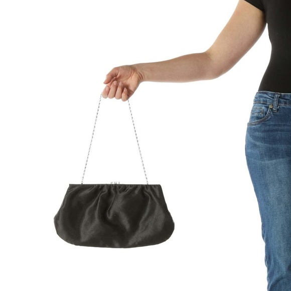 SilkRoll Black Faux-Satin Chain-Strap Snap-Closure Shoulder Bag - Picture 2 of 4